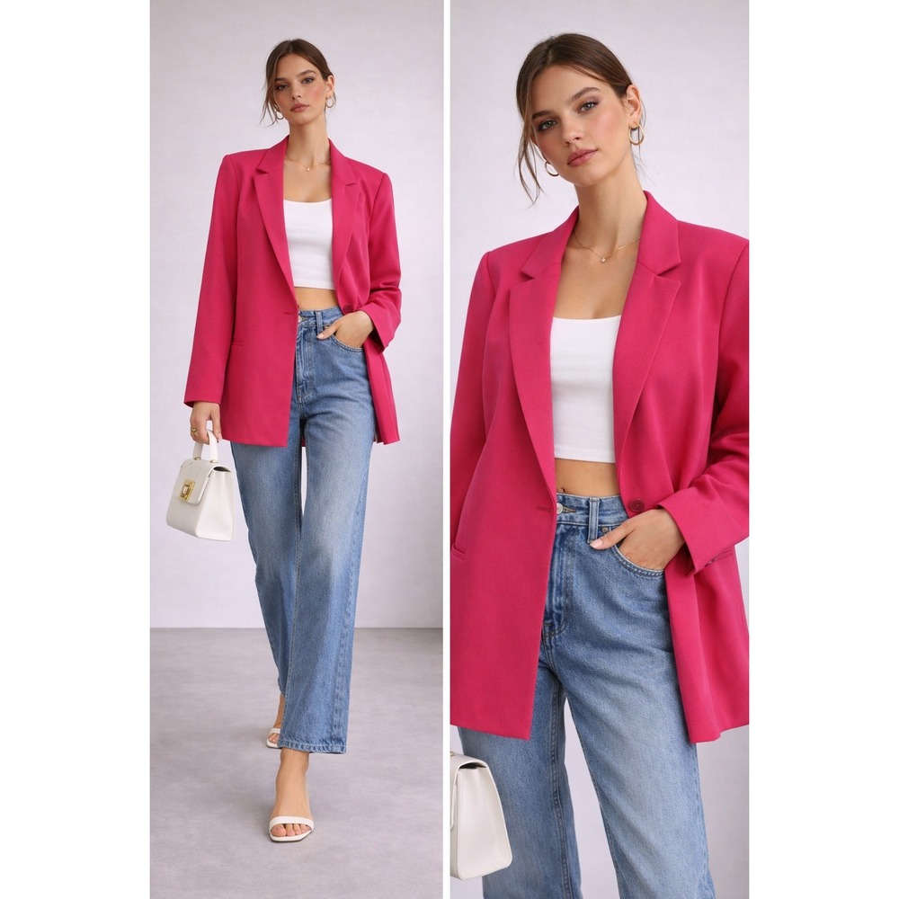 Gabrielle Union New York & Company Blazer Pink Sz XL Office Casual Chic Party